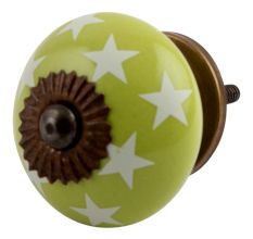Lime Green Star Ceramic Drawer Knob